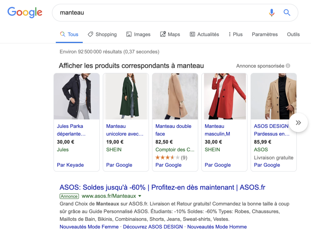 Recherche google pour manteau